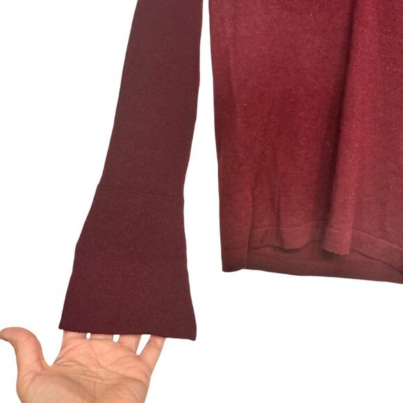Chaiken Burgundy Merino Cashmere V-Neck Sweater Flared Sleeve Women’s Size Large - Picture 3 of 7